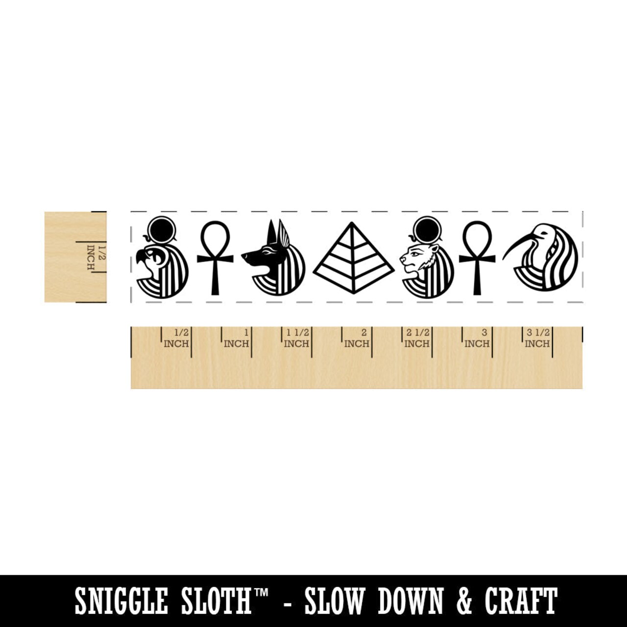 Egyptian Gods Border Ra Anubis Ankh Pyramid Rectangle Rubber Stamp for Stamping Crafting